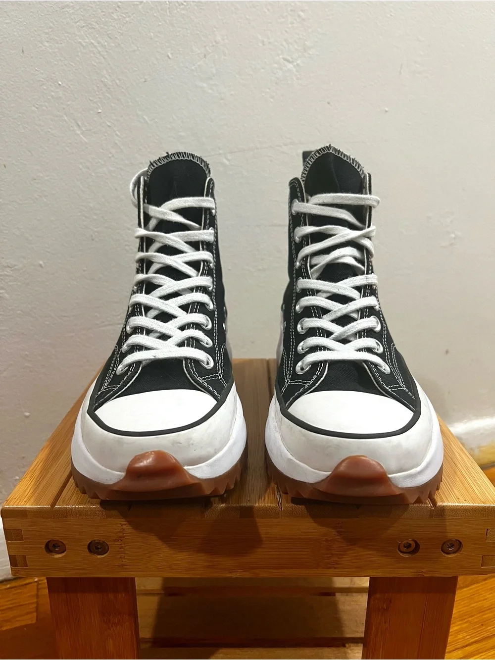 Converse Run Star Hike Canvas Platform High Top Sneakers Men 6.5 Women 8 Black